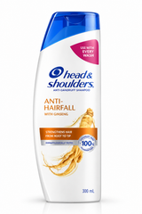 Head & Shoulders Anti-Hairfall Shampoo with Ginseng 300ml – Strengthens Hair from Root to Tip