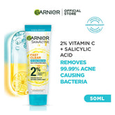 Garnier Fast Clear Facewash, For Acne Prone Skin 2 Size