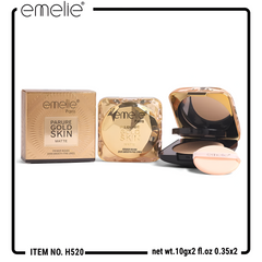 Emelie Paris Pure Gold Skin Matte Compact Powder – 2-in-1 Dual Pan (Item No. H520)