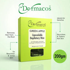 Dermacos Green Apple Liposoluble Depilatory Wax Beans - Nourishing & Softening (200g)