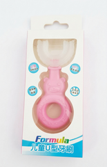 Formula Kids U-Shaped Silicone Toothbrush - Pink Bear Ring (Ages 2-6)