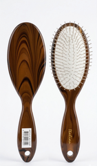 Italian Premium Oval Cushion Hairbrush - Glossy Wood Grain Finish