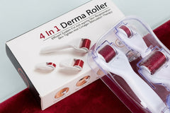 4-in-1 Micro-Needling Derma Roller Kit – Interchangeable Titanium Roller Heads for Face & Body