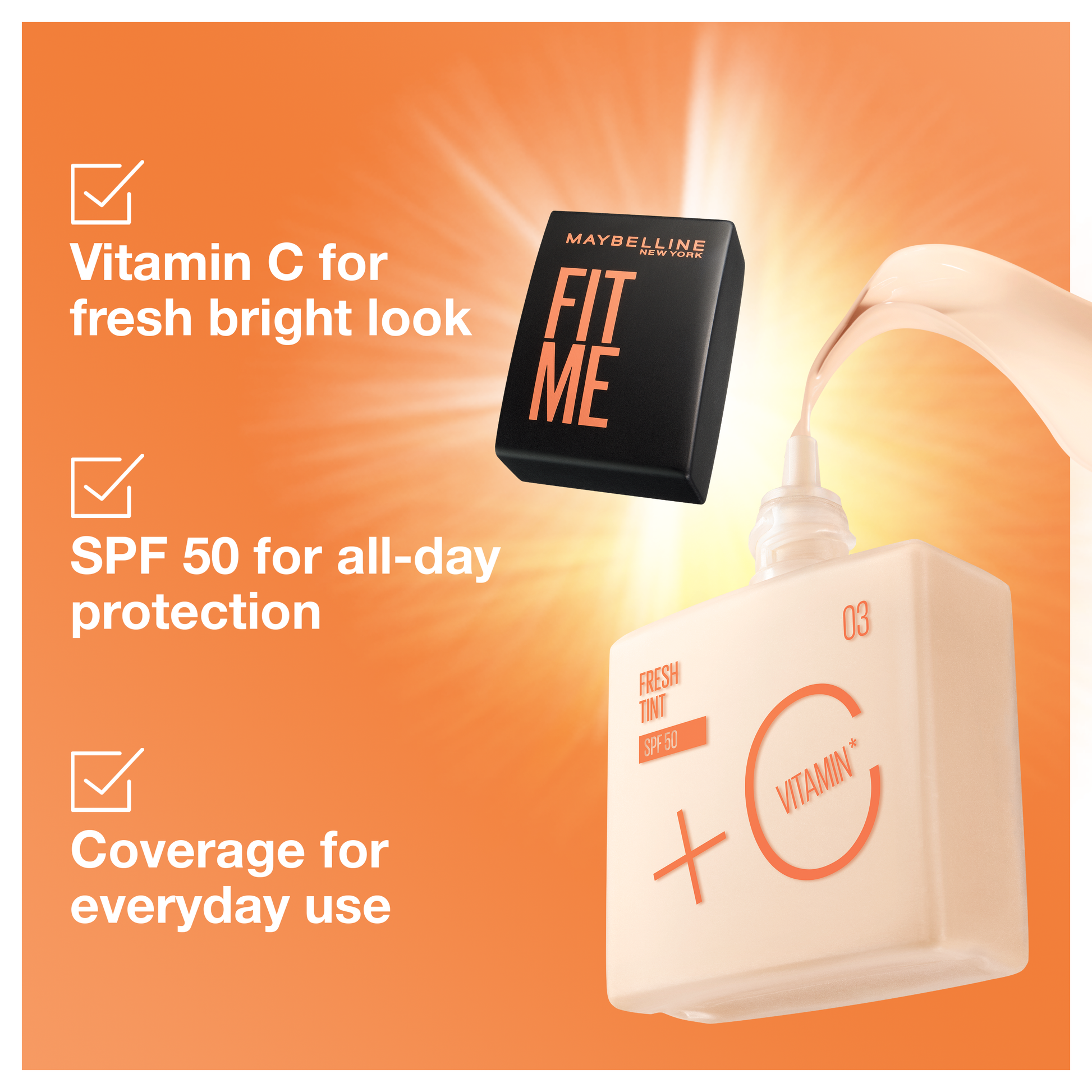 Maybelline Fit me Fresh Tint Vit C + SPF 50
