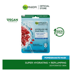 Garnier Skin Active Hydra Bomb Ultra Hydrating + Plumping Face Mask, Hyaluronic Acid + Pomagrenate, 28g