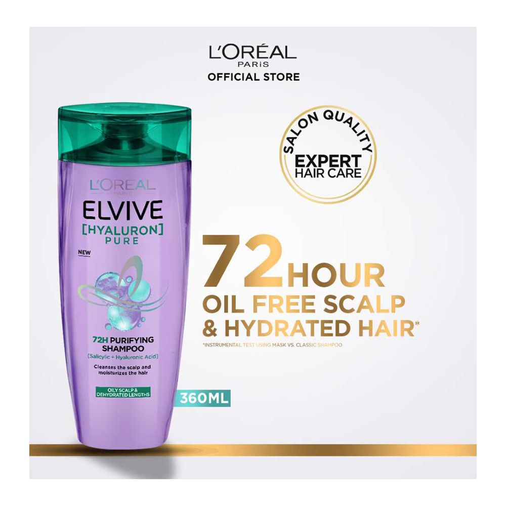 L'Oreal Paris Elvive Hyaluron Pure 72H Purifying Shampoo 2 Size