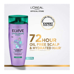 L'Oreal Paris Elvive Hyaluron Pure 72H Purifying Shampoo 2 Size