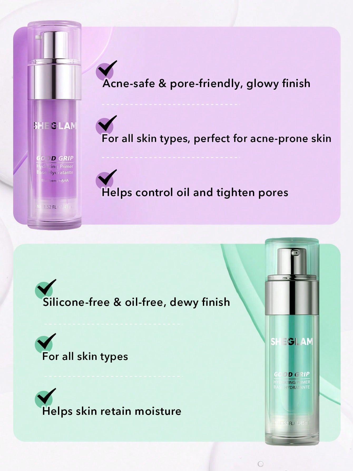 Sheglam Good Grip Hydrating Primer Blueberry +AHA (45ml)