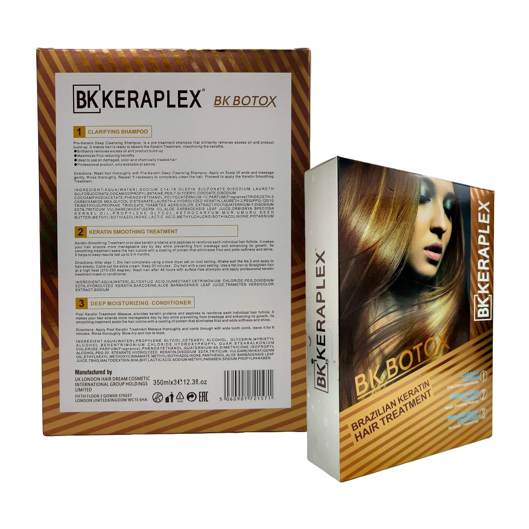 BK – KERAPLEX BK BOTOX BRAZILIAN KERATIN HAIR TREATMENT SET – 350ML X 3′