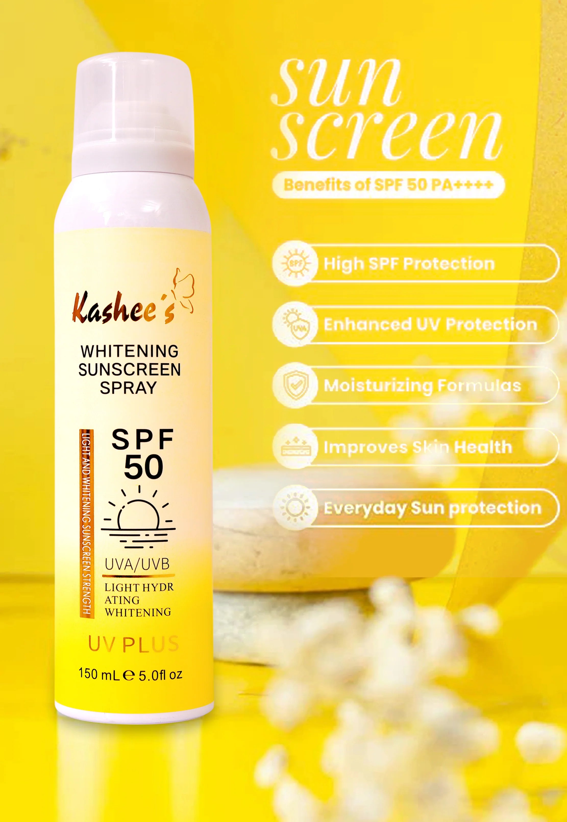 Kashee's Whitening Sunscreen Spray SPF 50 PA++++ (150 ml / 5.0 fl oz)