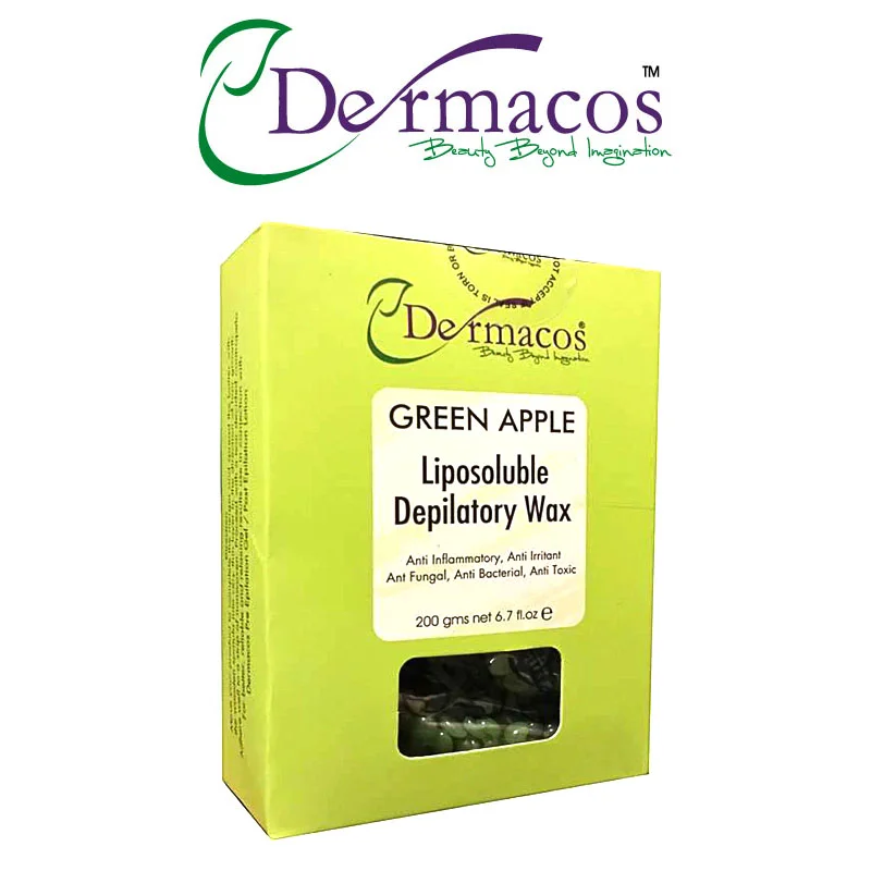 Dermacos Green Apple Liposoluble Depilatory Wax Beans - Nourishing & Softening (200g)