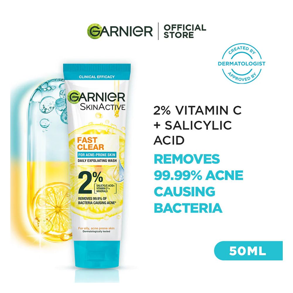 Garnier Fast Clear Facewash, For Acne Prone Skin 2 Size
