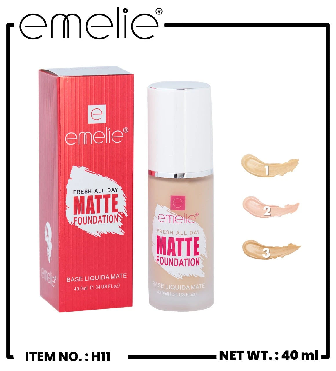Emelie Fresh All Day Matte Foundation (Item No. H11)