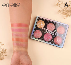 Emelie Paris "Hi Sweety" 6-Color Baked Blush & Highlighter Palette (TR88-06)