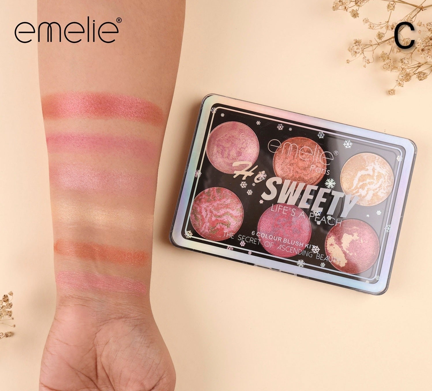 Emelie Paris "Hi Sweety" 6-Color Baked Blush & Highlighter Palette (TR88-06)
