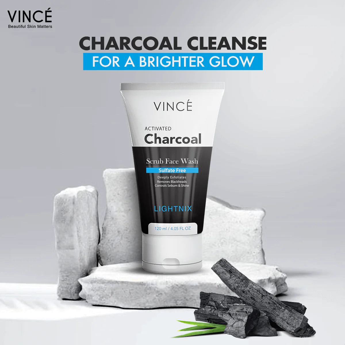 Vince Charcoal Scrub Face Wash For Women 120ml