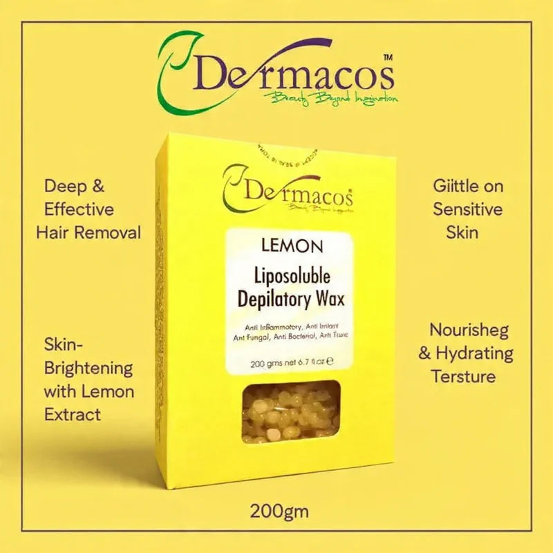 Dermacos Lemon Liposoluble Depilatory Wax Beans - Skin Brightening (200g)
