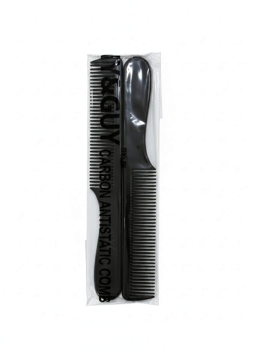 Carbon Anti Static Comb Black (Set of 2 Combs)
