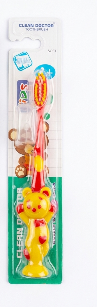 Clean Doctor Kids Soft Toothbrush with Bear Handle & Cover (Ages 3+)