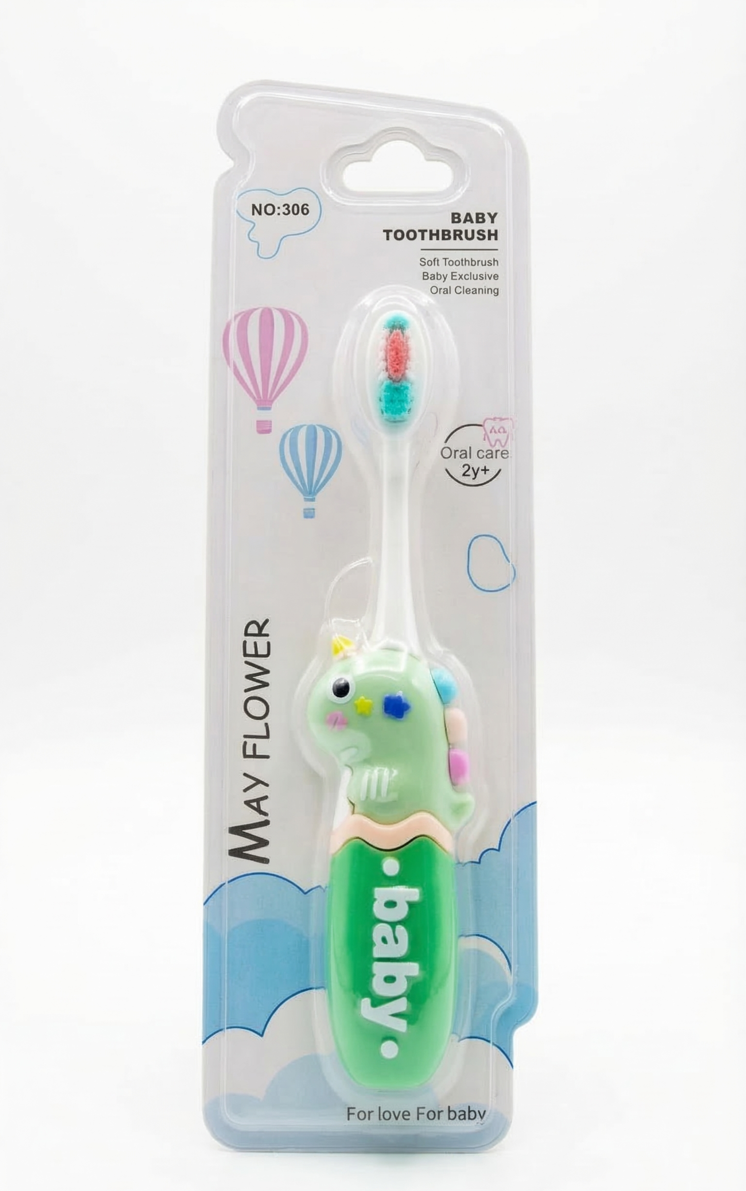 May Flower Baby Dinosaur Toothbrush - Extra Soft (Ages 2+)