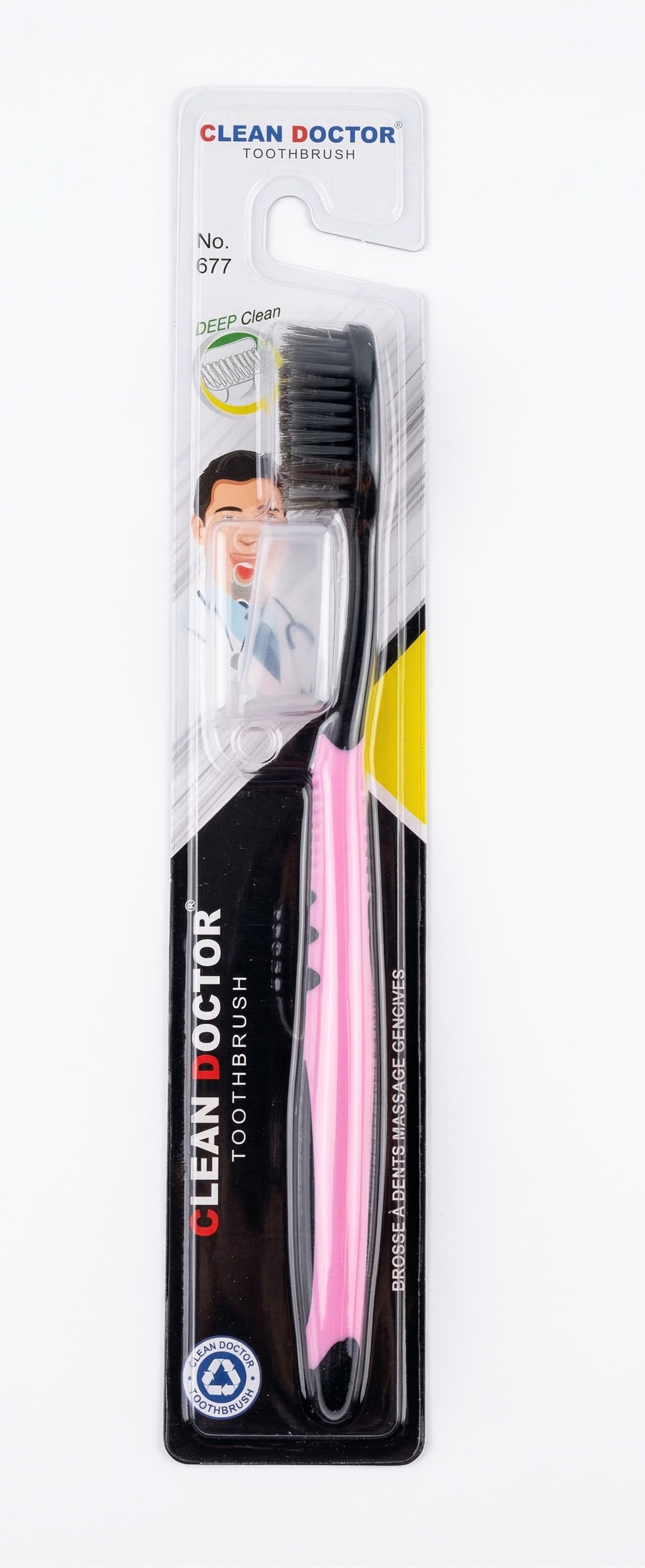 Clean Doctor Deep Clean Adult Toothbrush with Gum Massage & Cover