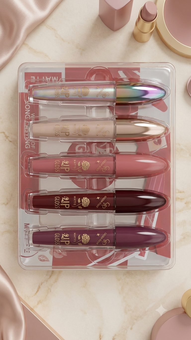 QOIDEN ROSE LIP GLOSS SET OF FIVE PICS