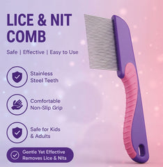 Professional Stainless Steel Nit Comb – Precision Micro-Grooved Teeth for Effective Lice & Egg Removal