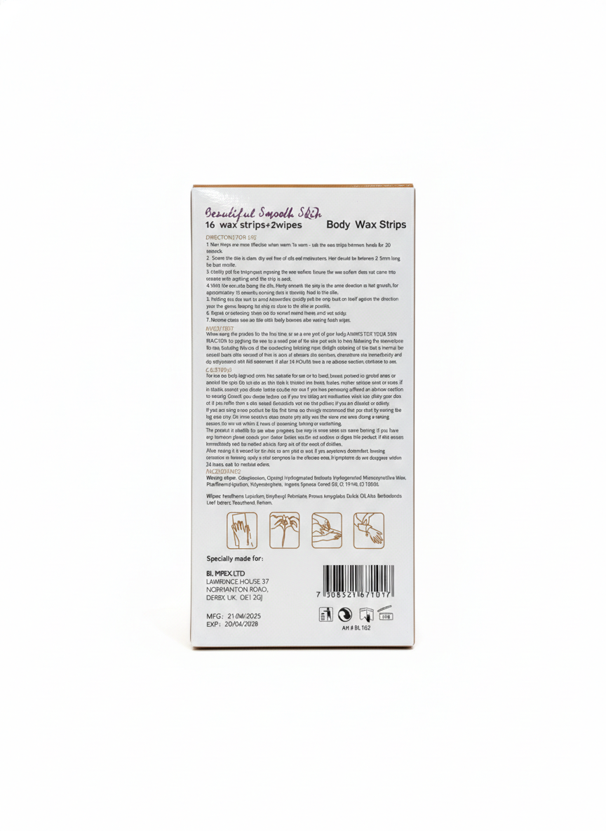 BODY LUXURIES BODY WAX STRIPS MOROCCO ARGAN OIL 16 Strips + 2 Wipes