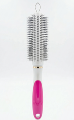 Ergonomic Round Styling Brush - White & Pink Volumizing Blowout Brush
