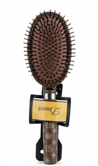 Dancer Premium Oval Cushion Hairbrush - Elegant Brown & Gold Pattern