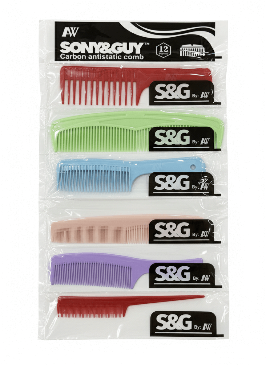 Carbon Anti Static Comb (Set of 6)