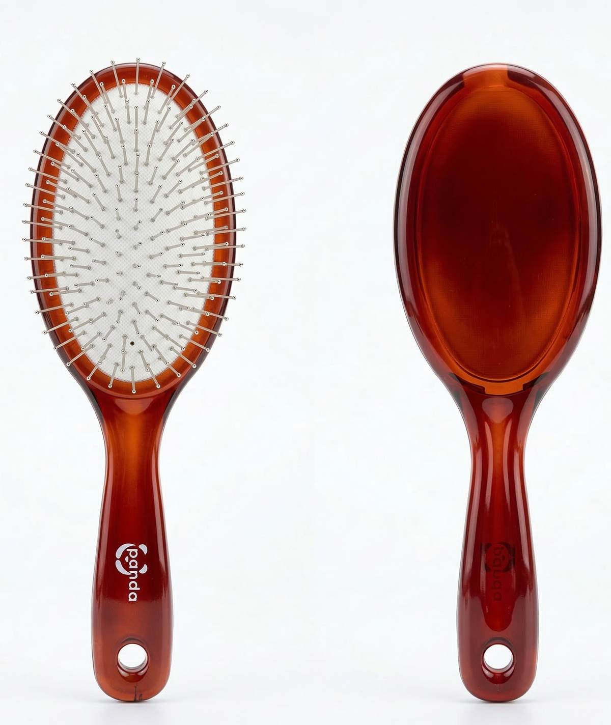 Panda Oval Cushion Hairbrush - Translucent Amber Detangling Brush