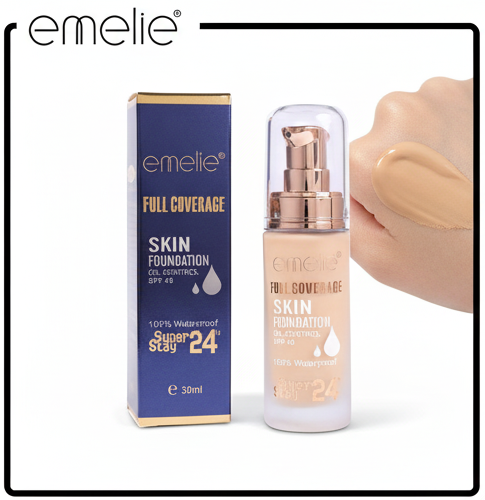Emelie Full Coverage Skin Foundation - Oil-Control, SPF 40, Super Stay 24 Hours Waterproof
