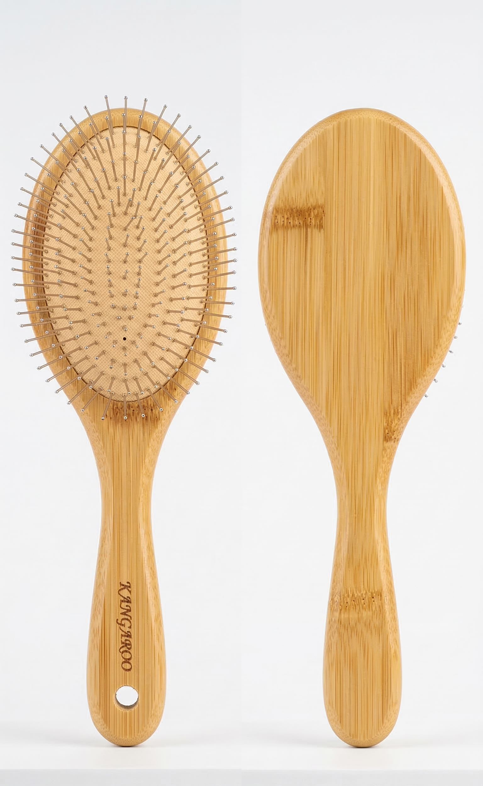 KANGAROO Premium Bamboo Oval Hairbrush - Detangling & Scalp Massage Cushion Brush