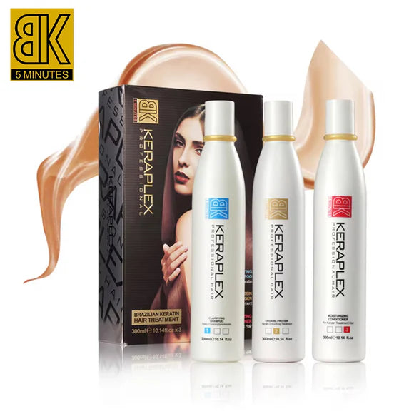 BK KERAPLEX Brazilian Keratin Hair Treatment Kit - (300ml x 3 Bottles)