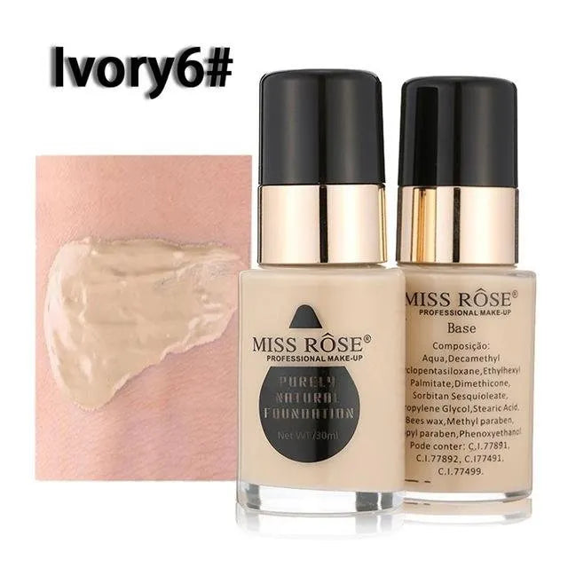 Purely Natural Foundation by Miss Rôse Professional Make-Up 30ml (7 Shades)