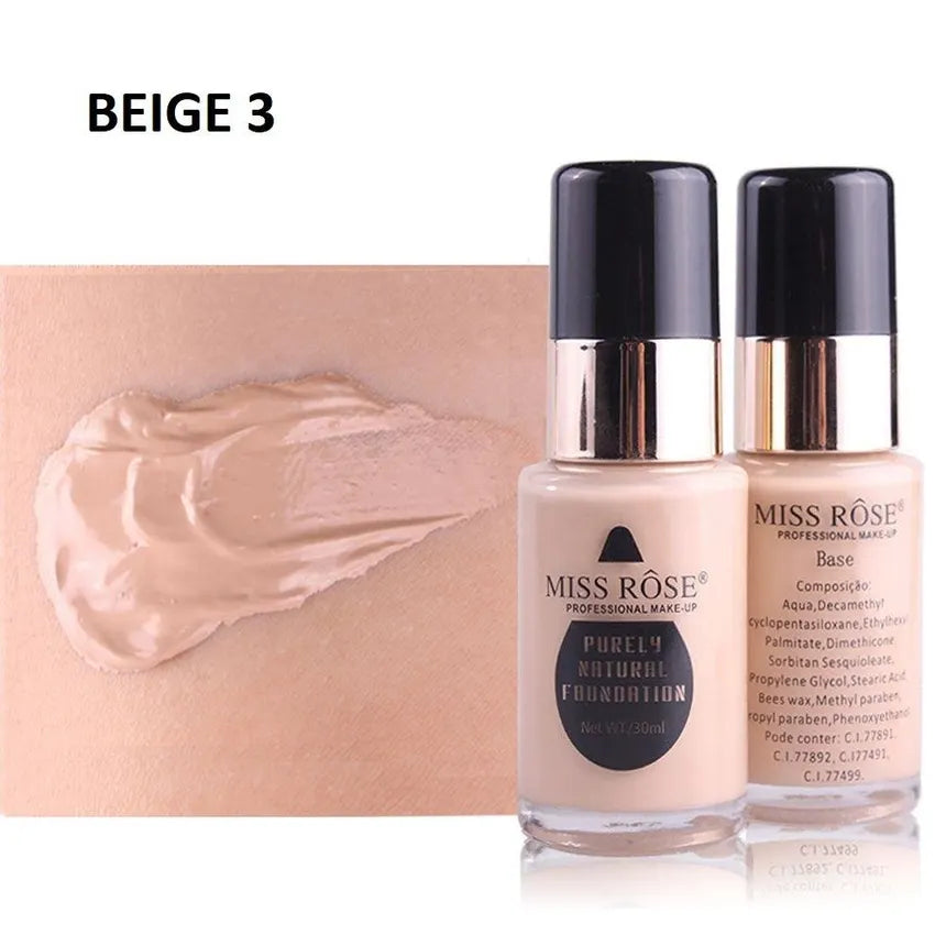 Purely Natural Foundation by Miss Rôse Professional Make-Up 30ml (7 Shades)