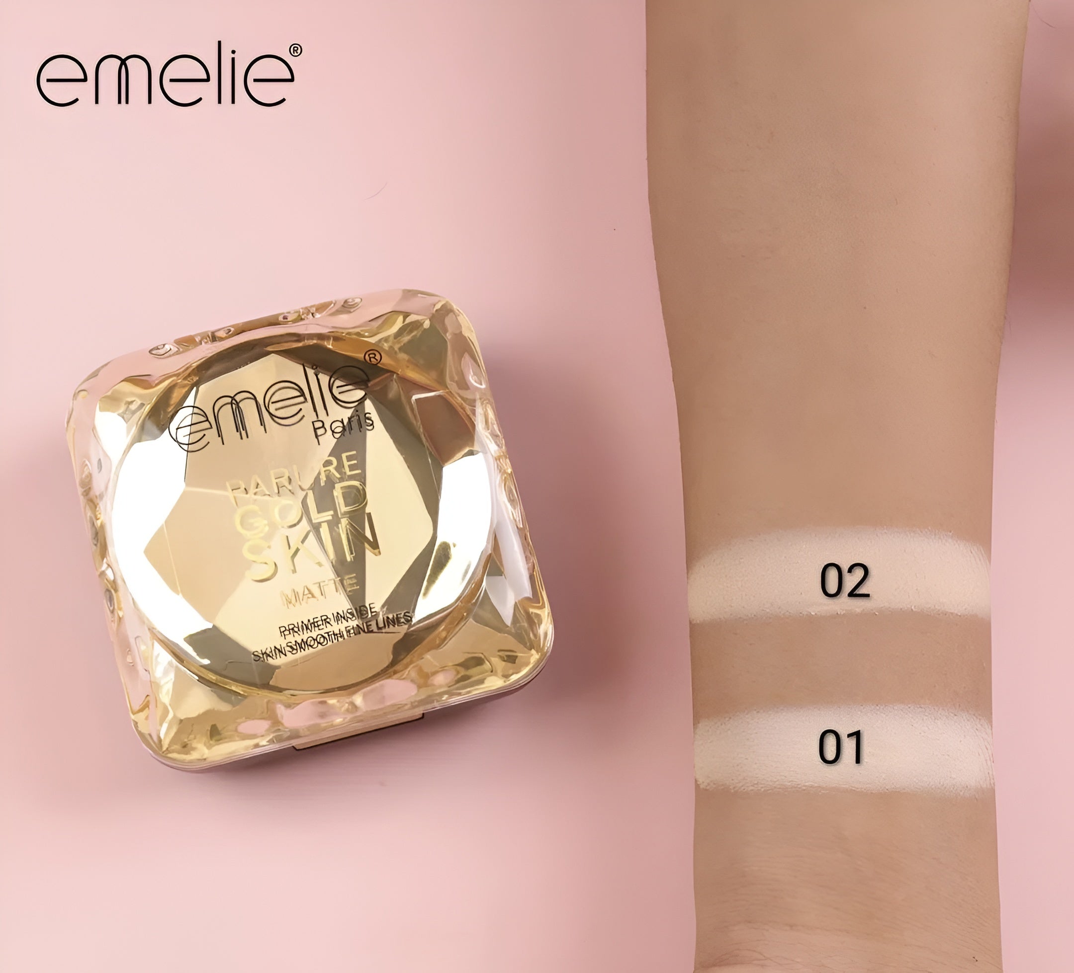 Emelie Paris Pure Gold Skin Matte Compact Powder – 2-in-1 Dual Pan (Item No. H520)