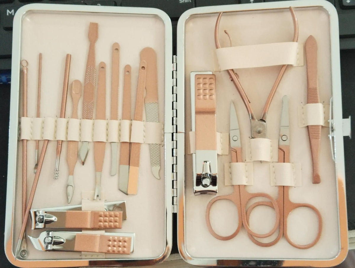 18-Piece Rose Gold Professional Grooming & Manicure Kit