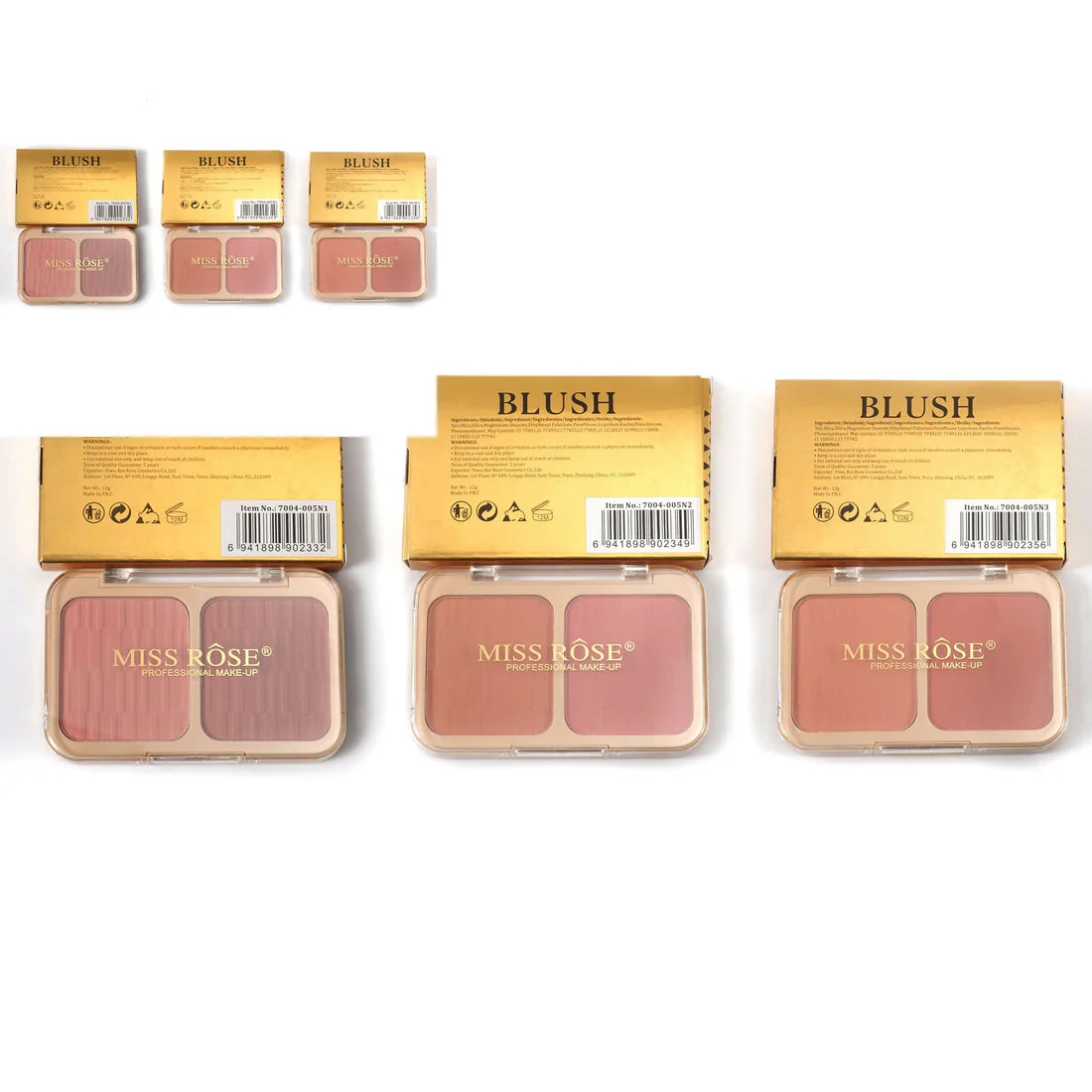 Miss Rose Sunset 2 Color Blush On Kit (MR005 N1-N2-N3)