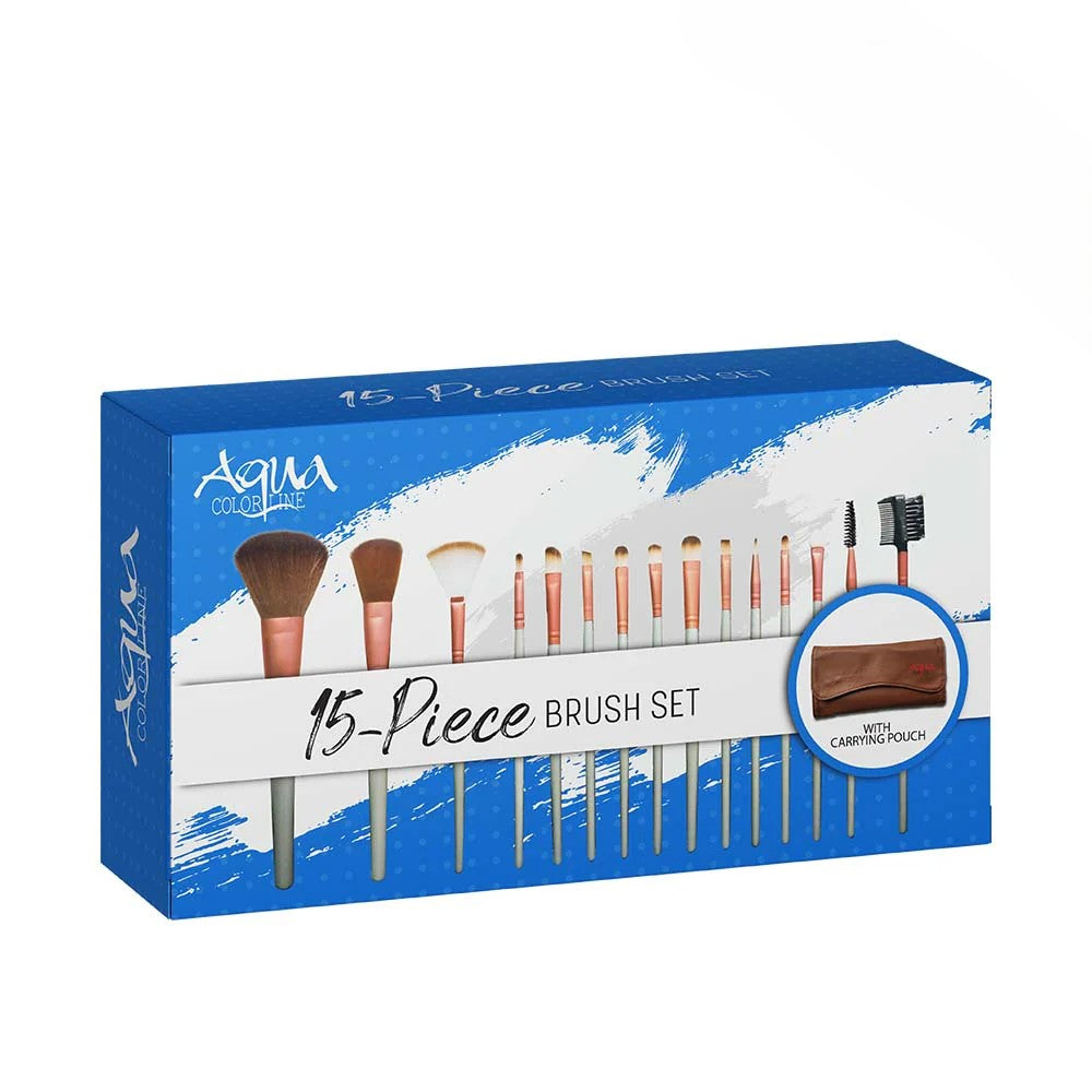 Aqua color line 15 pieces Brush Set