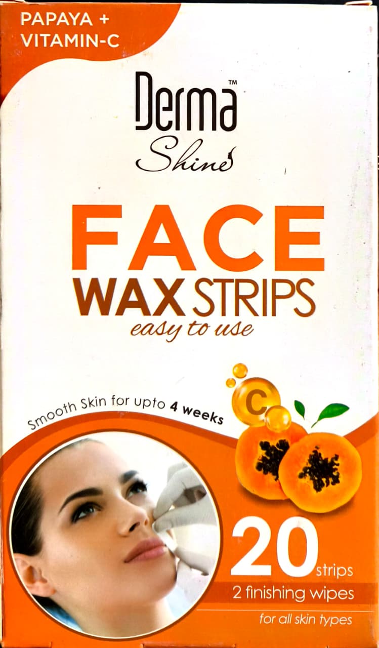Derma Shine Face Wax Strips (Papaya + Vitamin C)