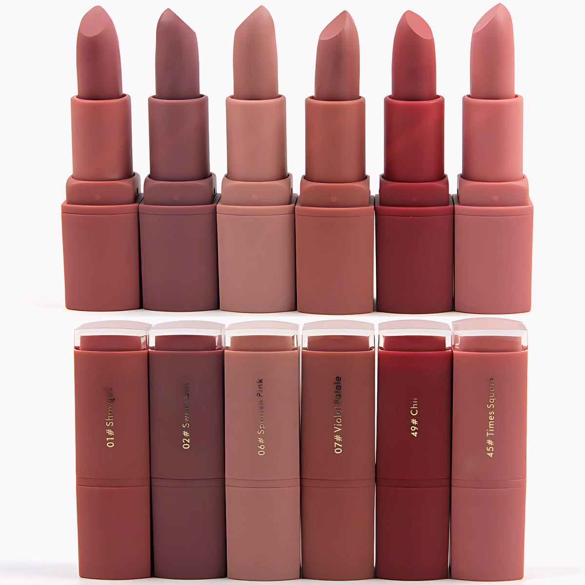 Set of 6 Matte Waterproof Lipsticks by Miss Rose