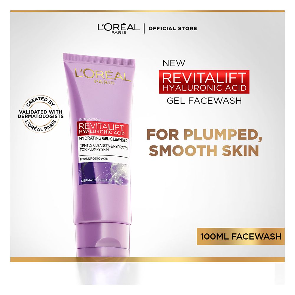 L'Oreal Paris Revitalift Hyaluronic Acid Hydrating Gel Facewash, 100ml