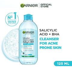 Garnier Salicylic + BHA Micellar Cleansing Water, For Acne Prone Skin, 125ml