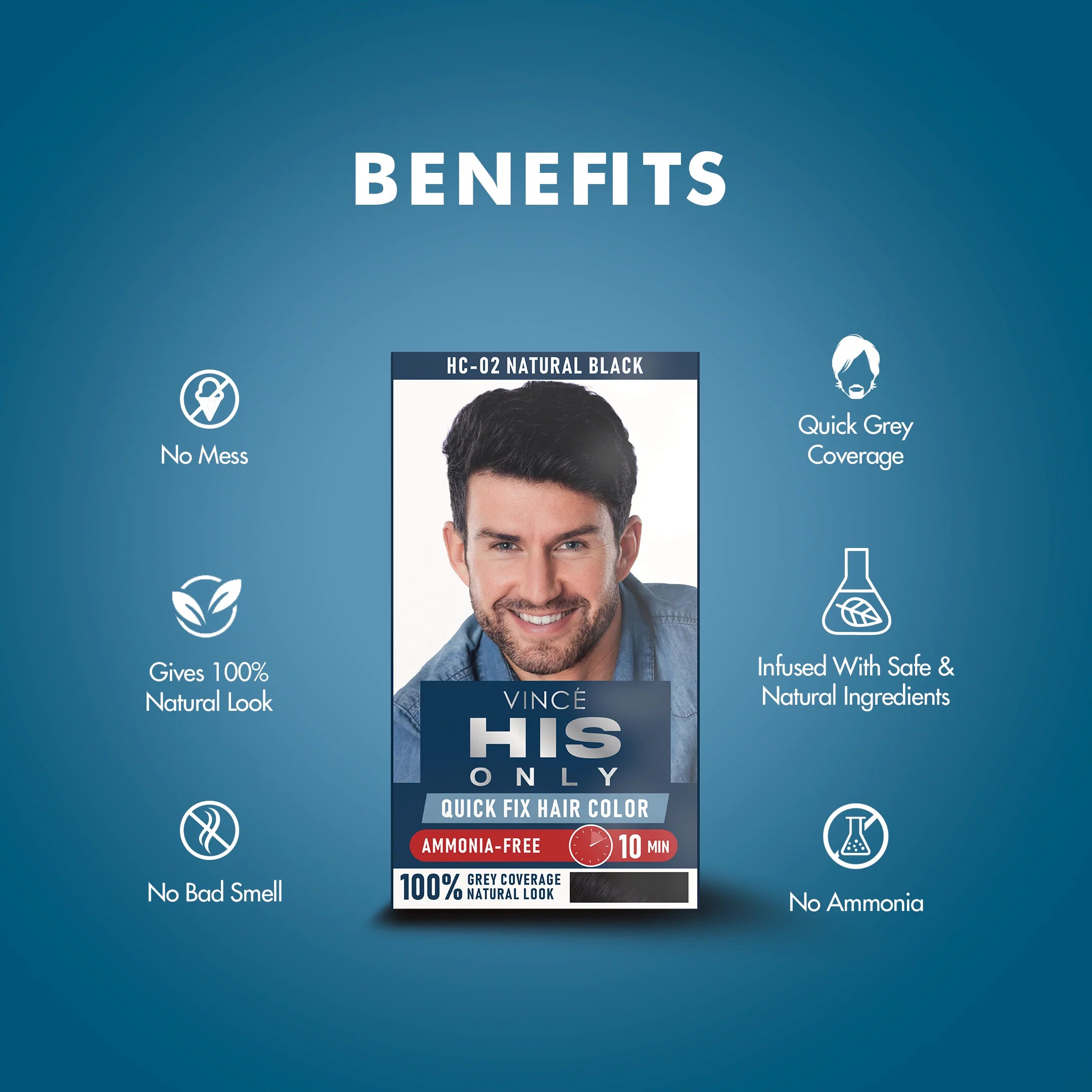 Vince Natural Black His Only Men Hair Color - (HC-02)