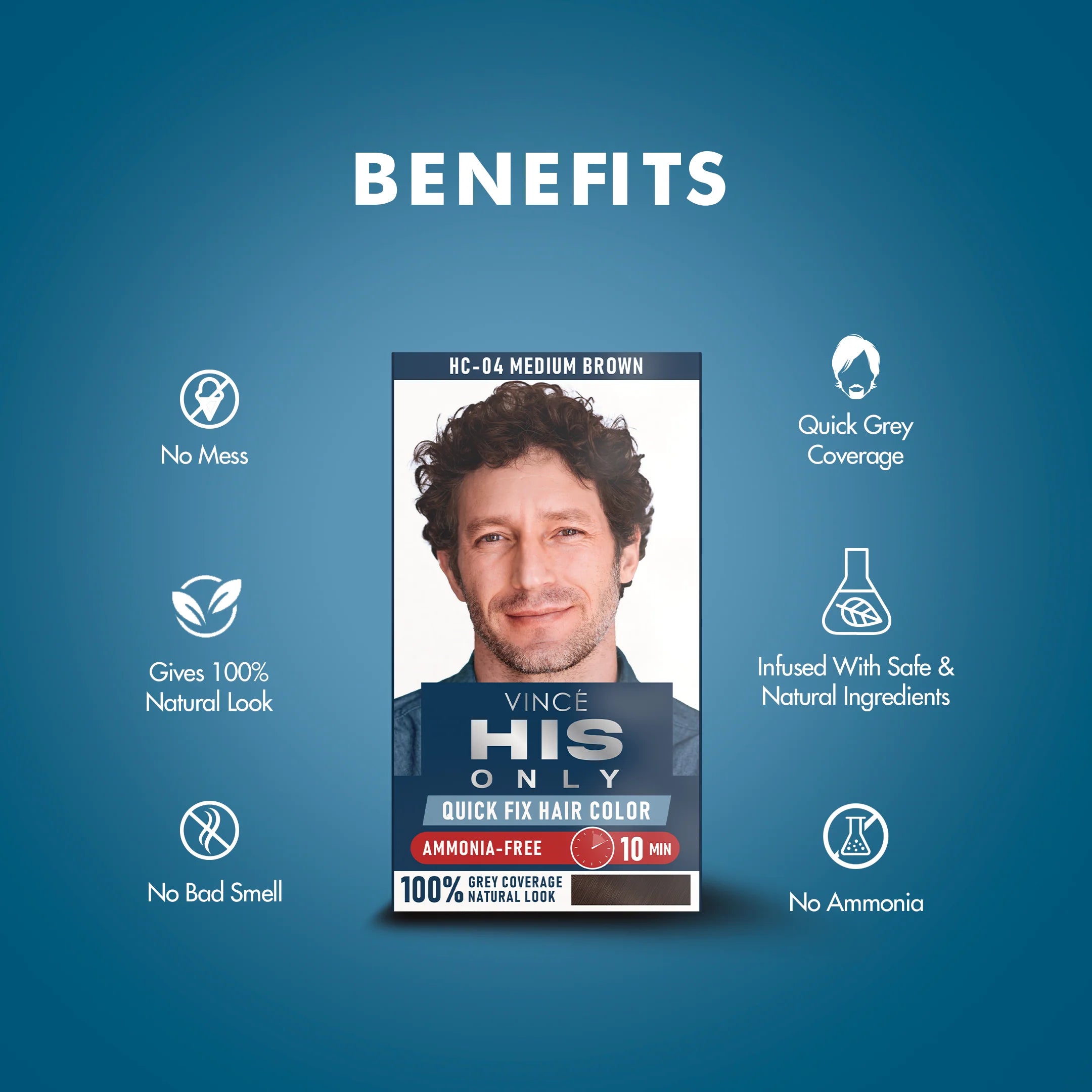 Vince Medium Brown His Only Men Hair Color - (HC-04)