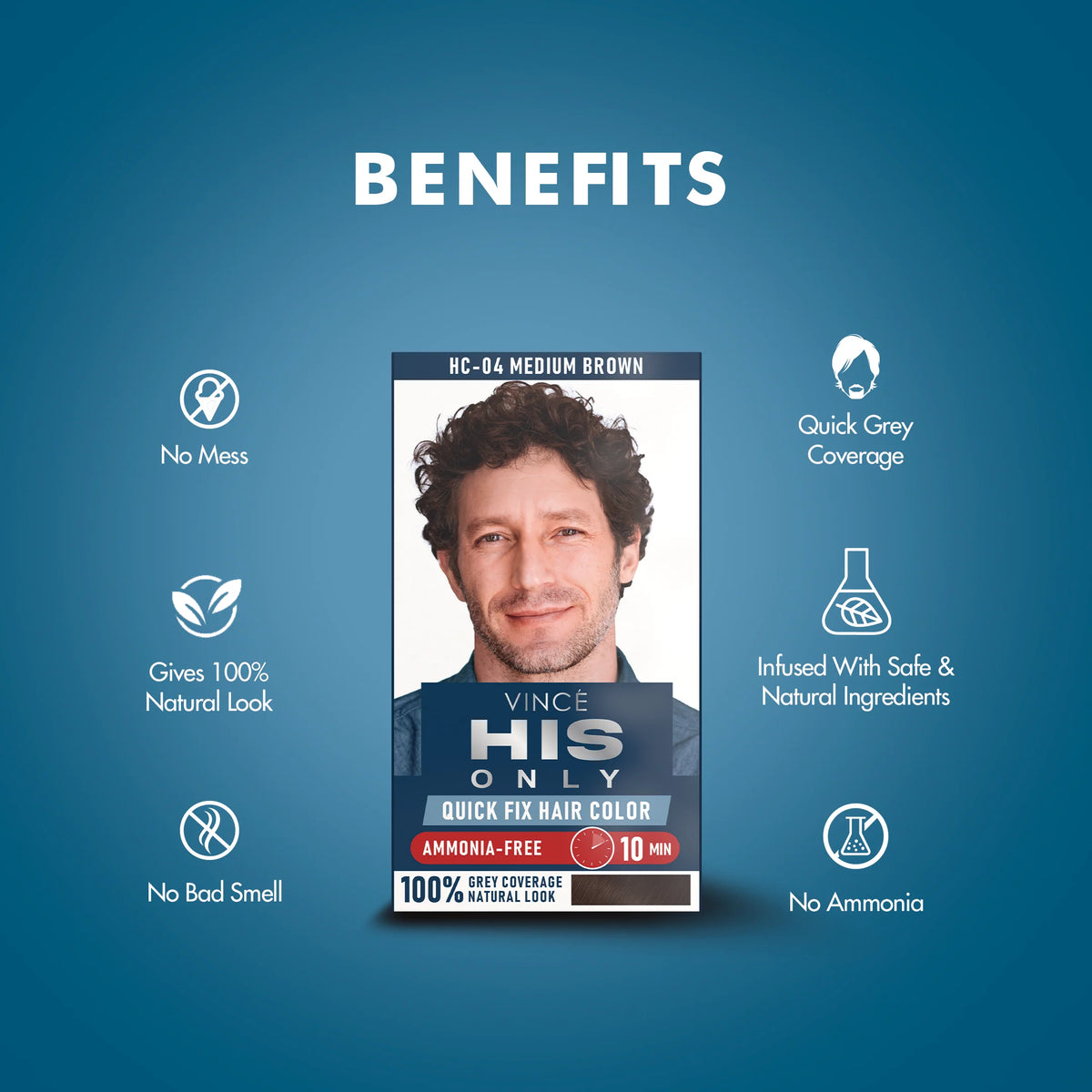 Vince Medium Brown His Only Men Hair Color - (HC-04)