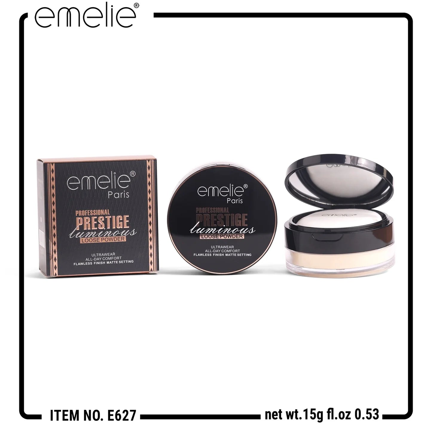 EMELIE PRESTIGE Luminous Loose Powder – Flawless Matte, All-Day Wear