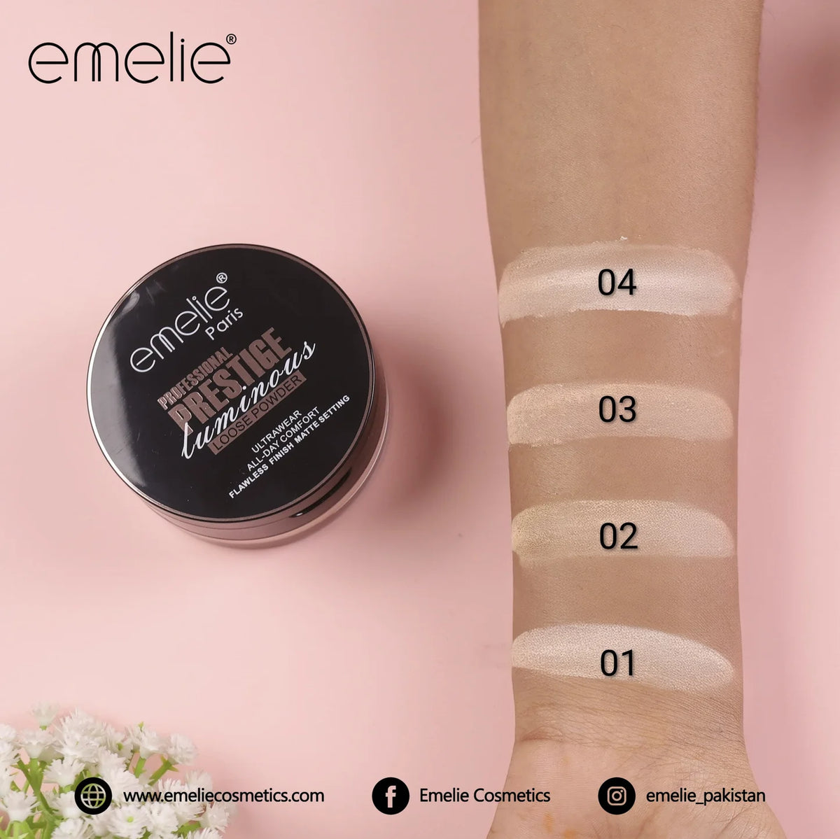 EMELIE PRESTIGE Luminous Loose Powder – Flawless Matte, All-Day Wear